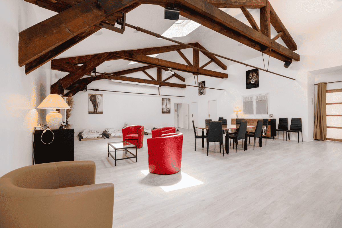 The living room of the loft