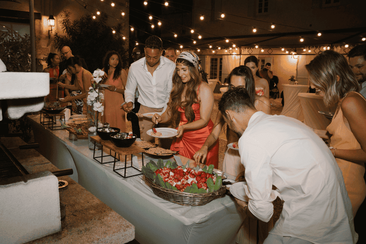 buffet after the wedding at La Cour d'Honneur