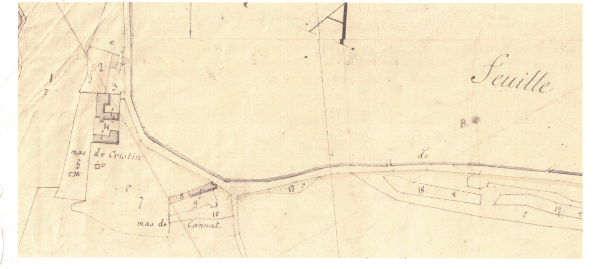plan ancien de Sommières où le Domaine apparaît - Histoire Domaine de Christin