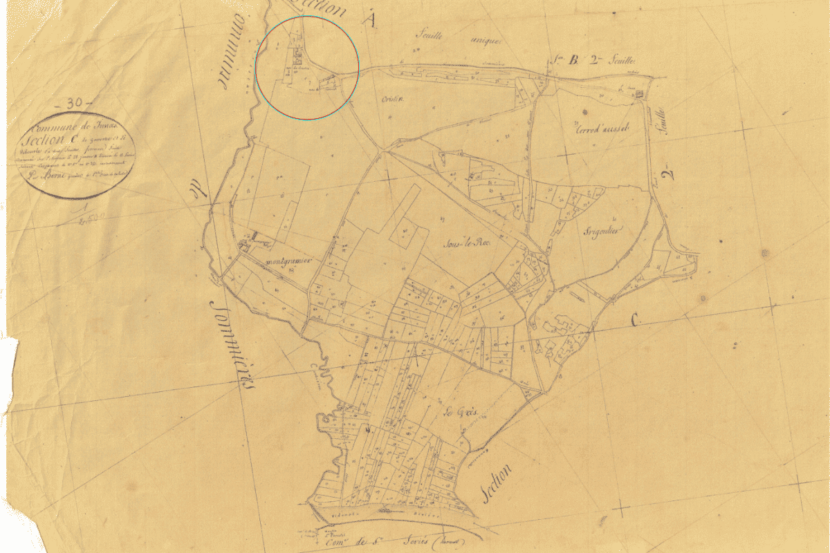 plan ancien de Sommières où le Domaine apparaît - Histoire Domaine de Christin
